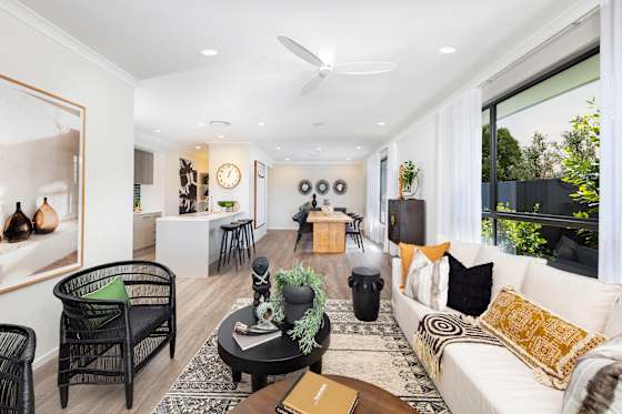 Maple 26 home design living room - Caboolture Builders